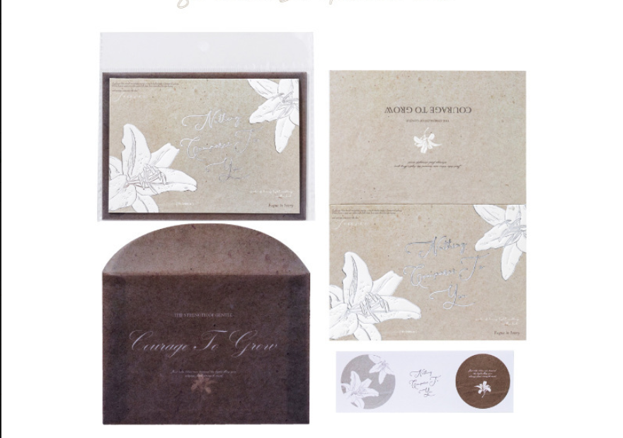 Romantic Lily of the Valley greeting card, high-end embossed three-dimensional plant flower pattern blessing handwritten card gift