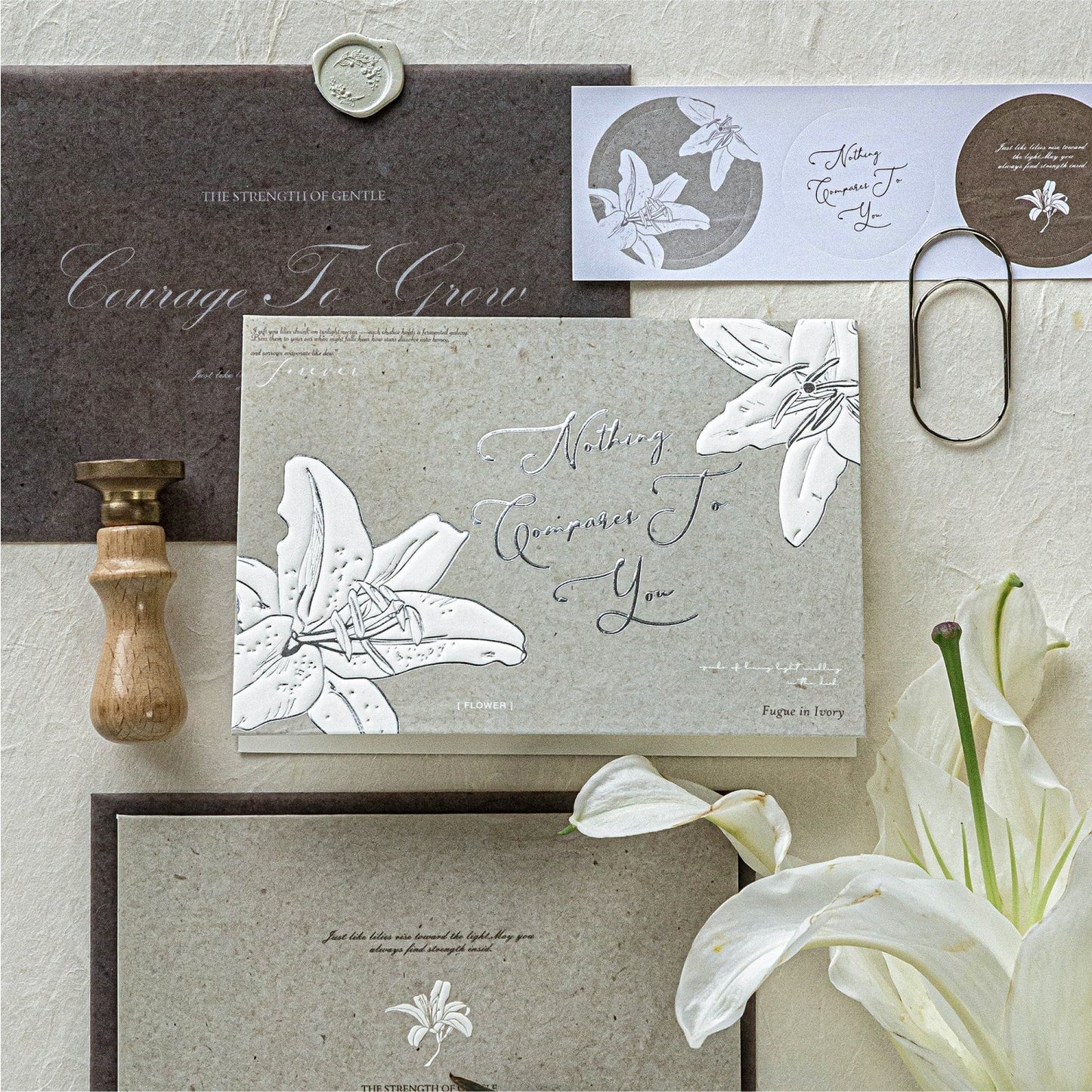 Romantic Lily of the Valley greeting card, high-end embossed three-dimensional plant flower pattern blessing handwritten card gift