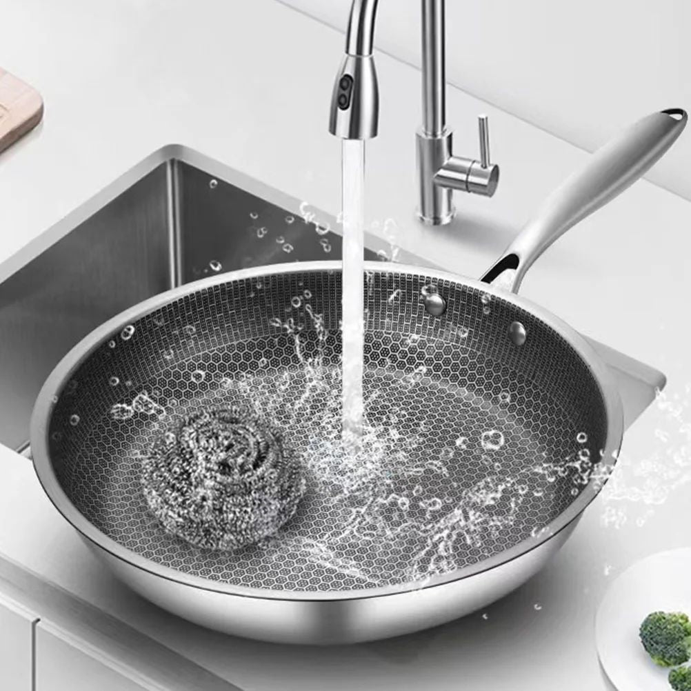 Cross-border Full-Size Honeycomb Stainless Steel Frying Pan, Non-Stick Cookware for Steak, Pancake, Compatible with Induction and Gas Stoves